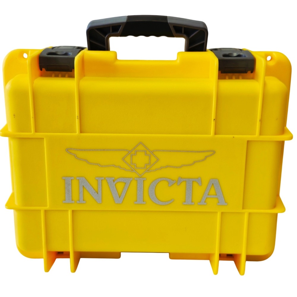 Invicta Watch Case Yellow 8 Slot‎ Hard Shell Impact Dive Box Organizer Storage
